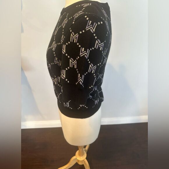 Black Maje Monogram Short Sleeve Sweater Size 3- large - Picture 4 of 9